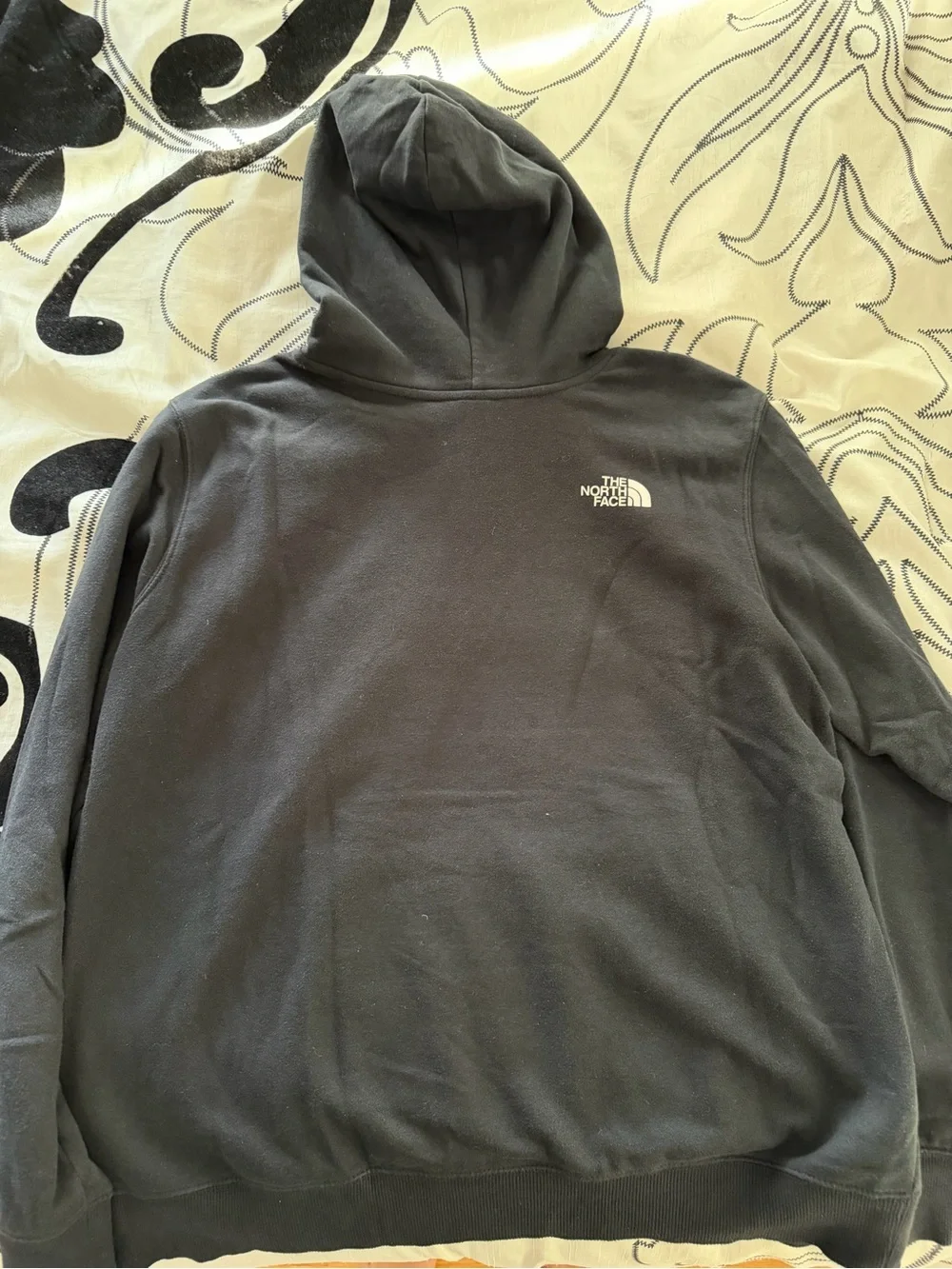 The North Face Black Pullover Hoodie with Red Chest Stripe